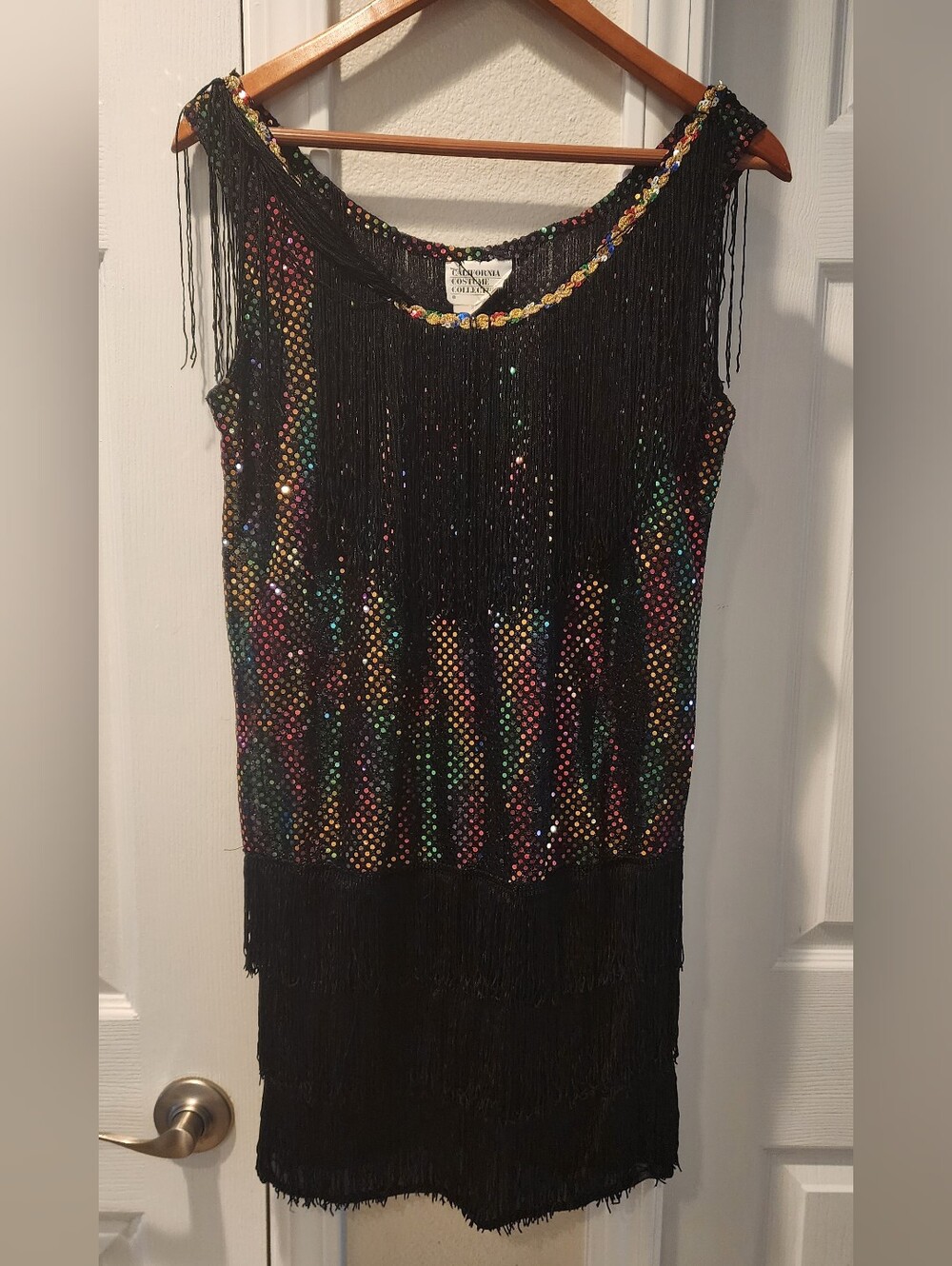 Black Multicolor Sequin Fringe Flapper Costume Dress